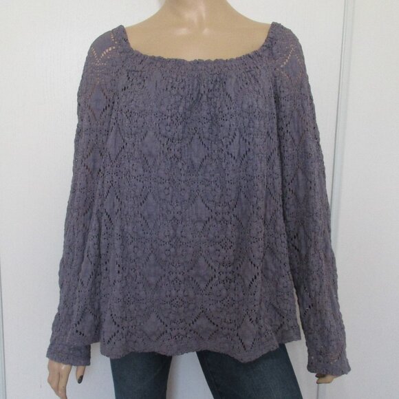 🌸SOLD🌸 MAURICES Top Size 1X Purple Lace Blouse - Picture 4 of 13